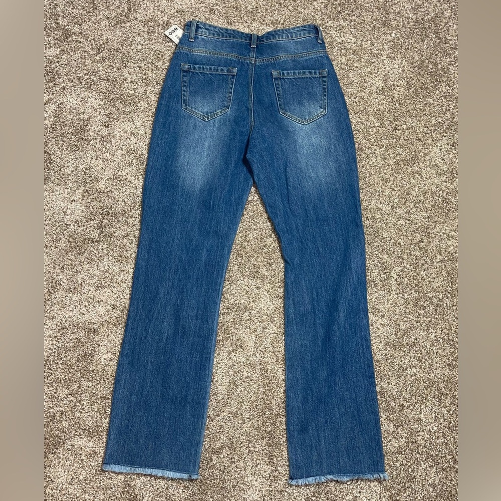 High Rise Straight Leg Jeans With Rips - Picture 2 of 2